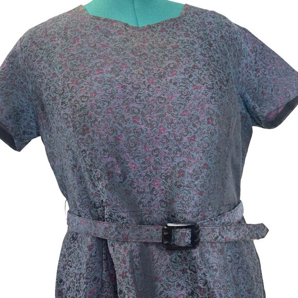 1950s Plus Size Iridescent Brocade Sheath Dress – Vintage Size 22 Work & Evening - Picture 10 of 16